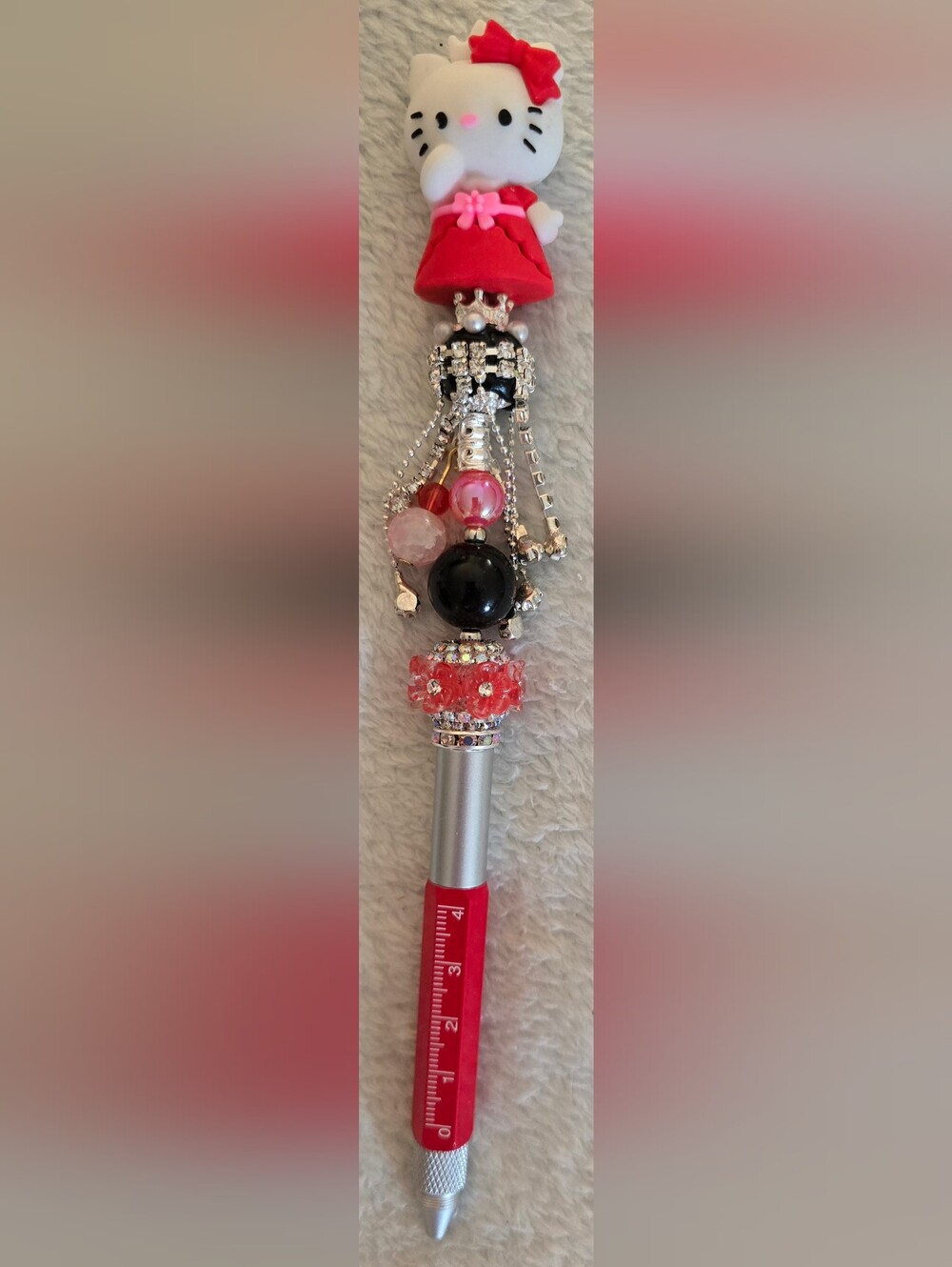 Red & White Beaded Pen - Hello Kitty
